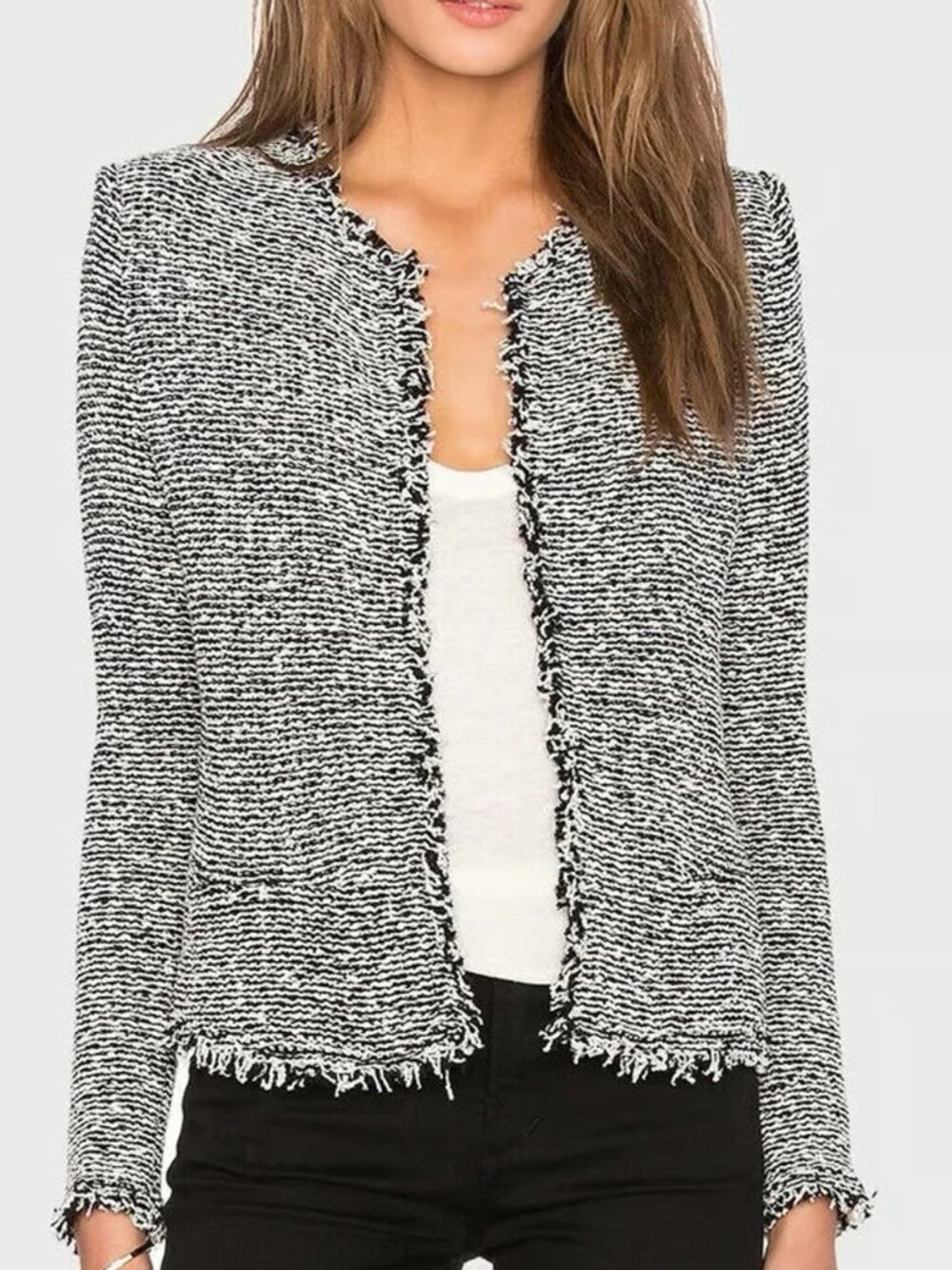 IRO Azure Tweed Boucle Open Jacket Blazer